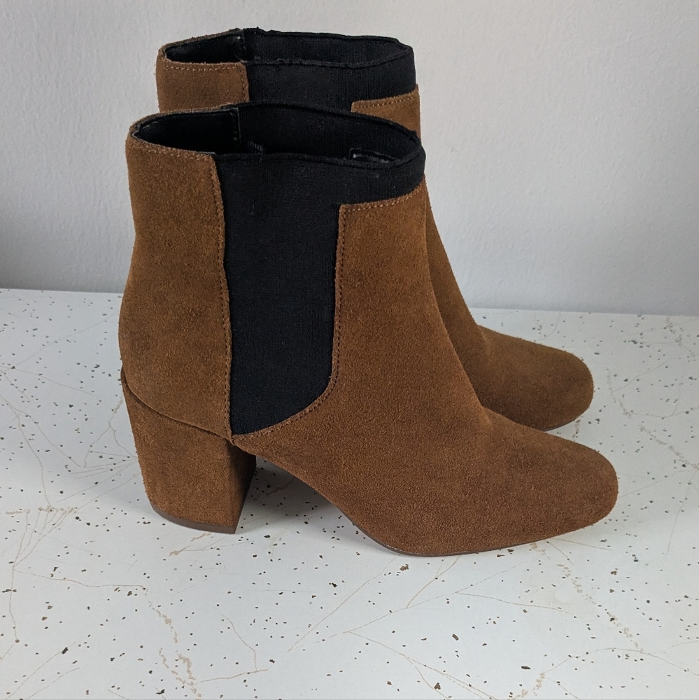 Zara Brown Ankle Boots with Block Heel